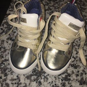 Tommy Hilfiger toddler gold sneakers